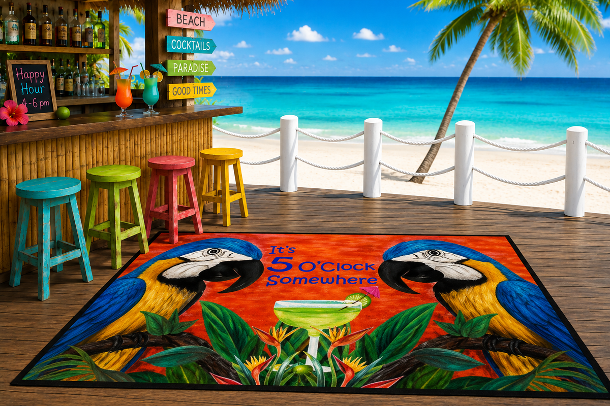 Parrot head It's 5 O' clock somewhere Doormat