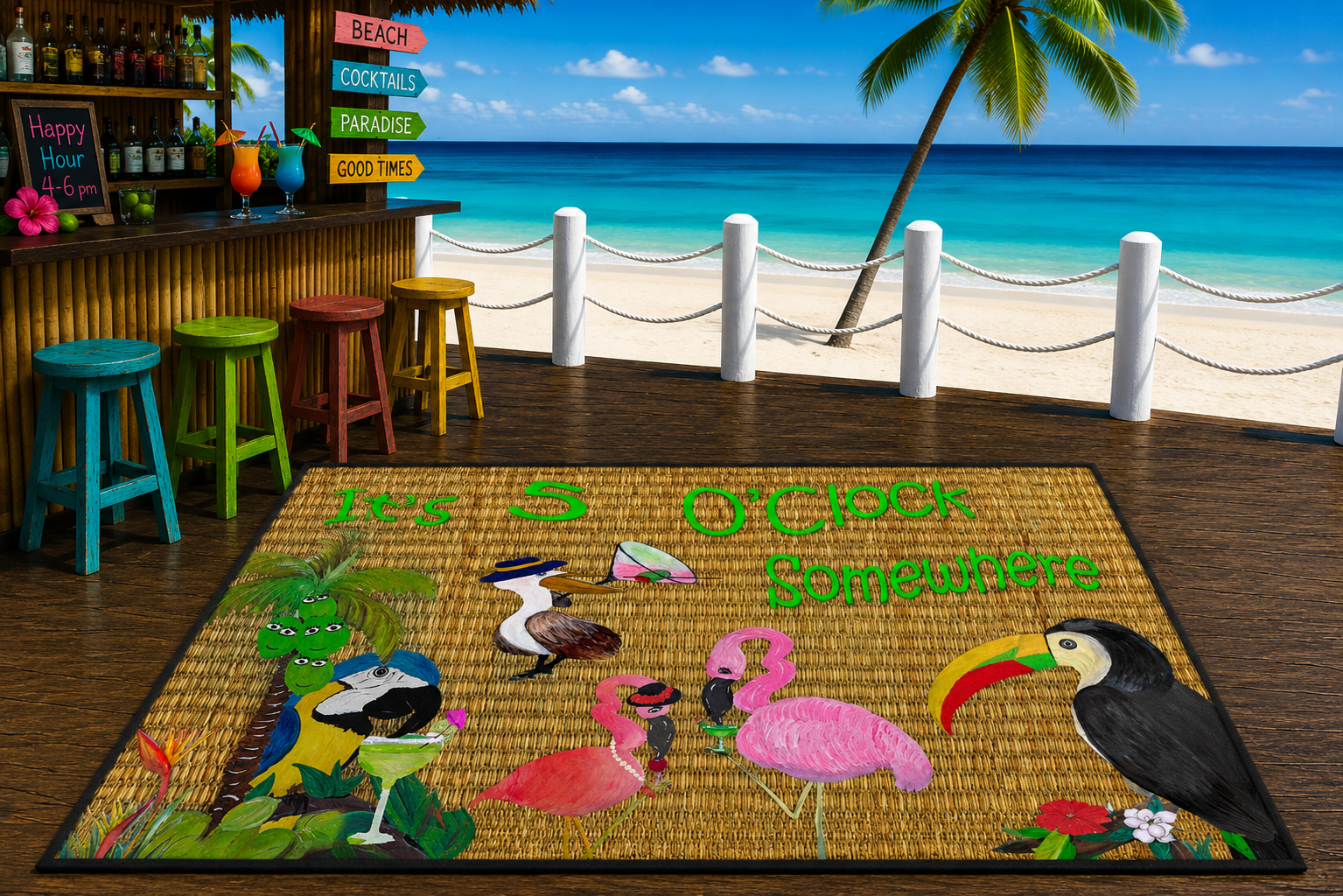 It's 5 O'Clock Somewhere Tropical Area Rug