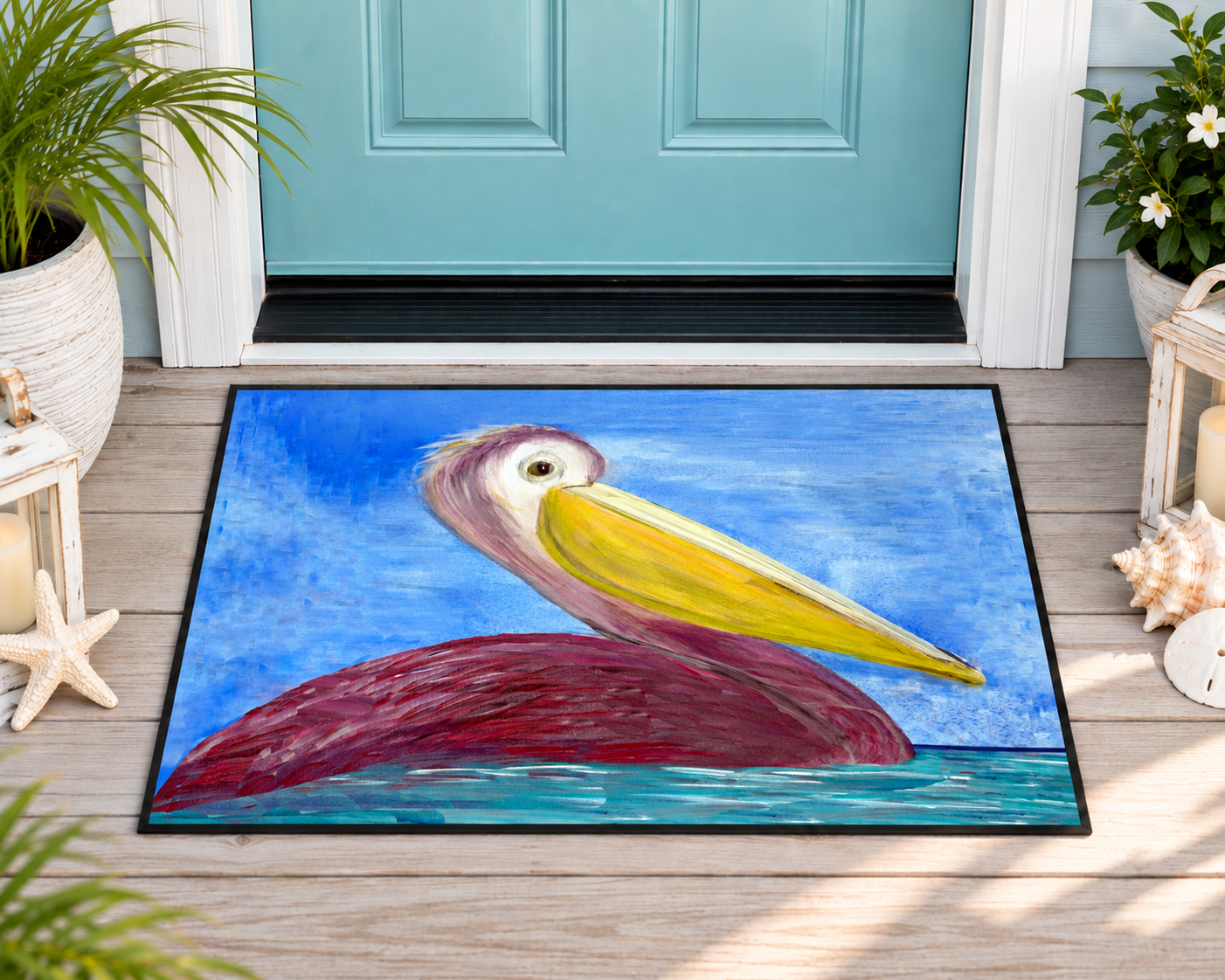 Pelican Art Floor Mat — Heavy-Duty Coastal Welcome Rug