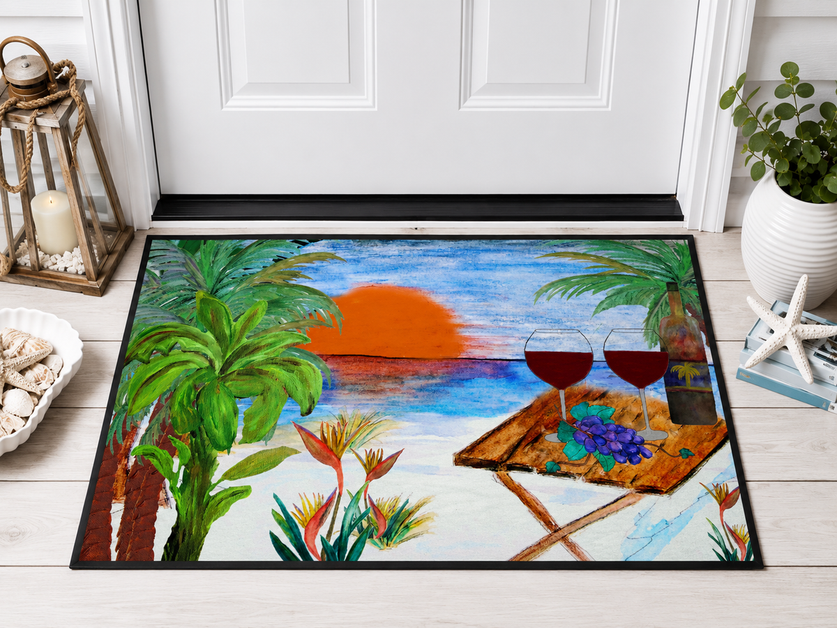 Romantic Picnic Beach Sunset Wine Heavy Duty Floor Mat