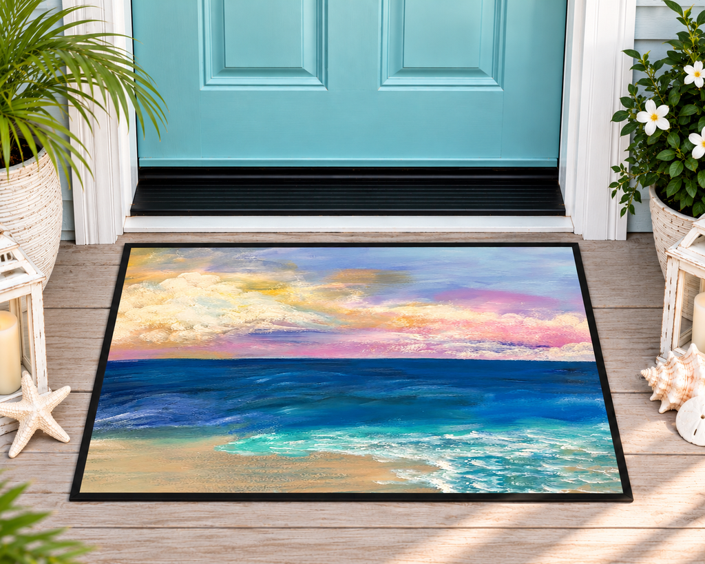 Coastal Calm Heavy-Duty Floor Mat — Ocean Beach Seascape Doormat