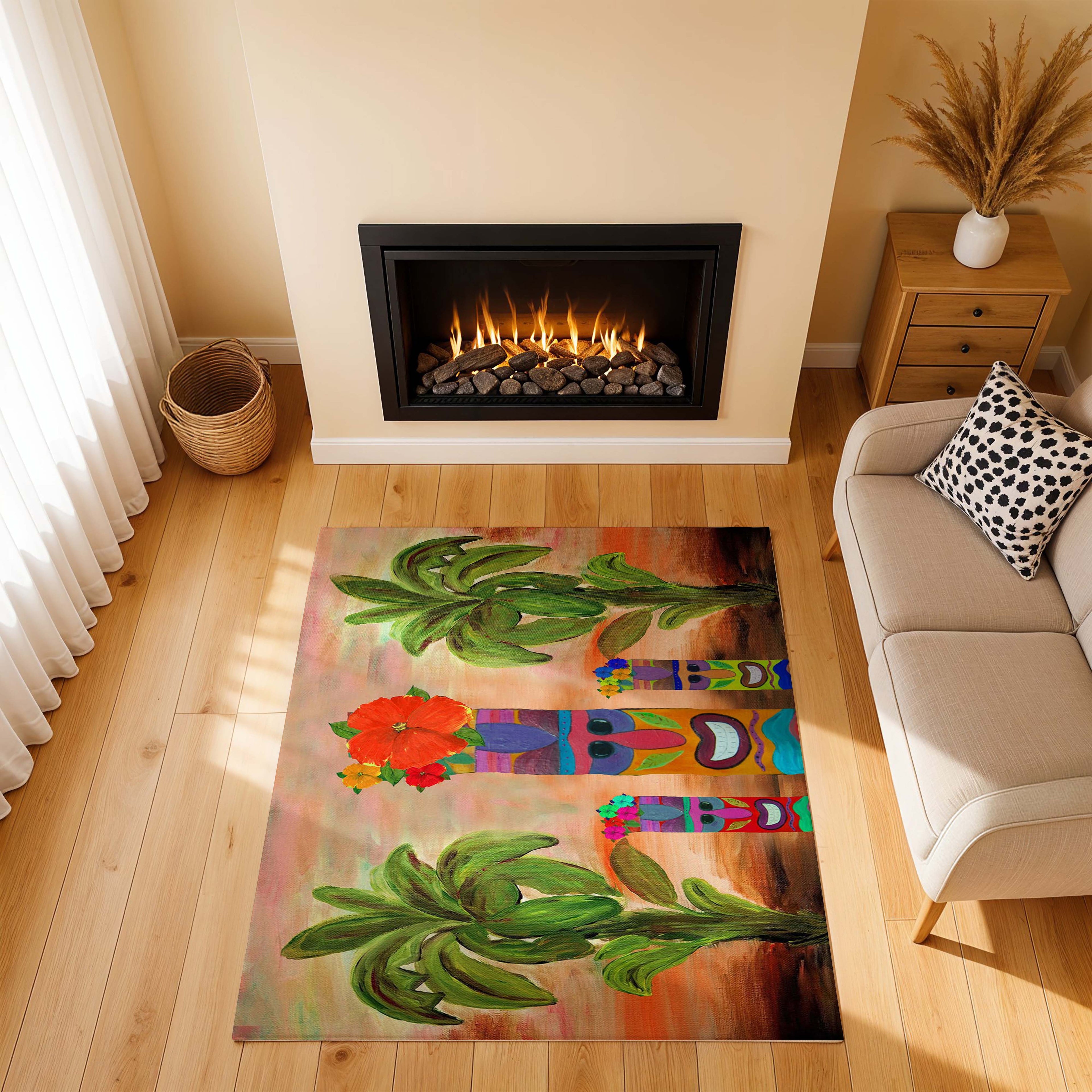Tiki Trio Area Rug — Tropical Palm Beach Doormat