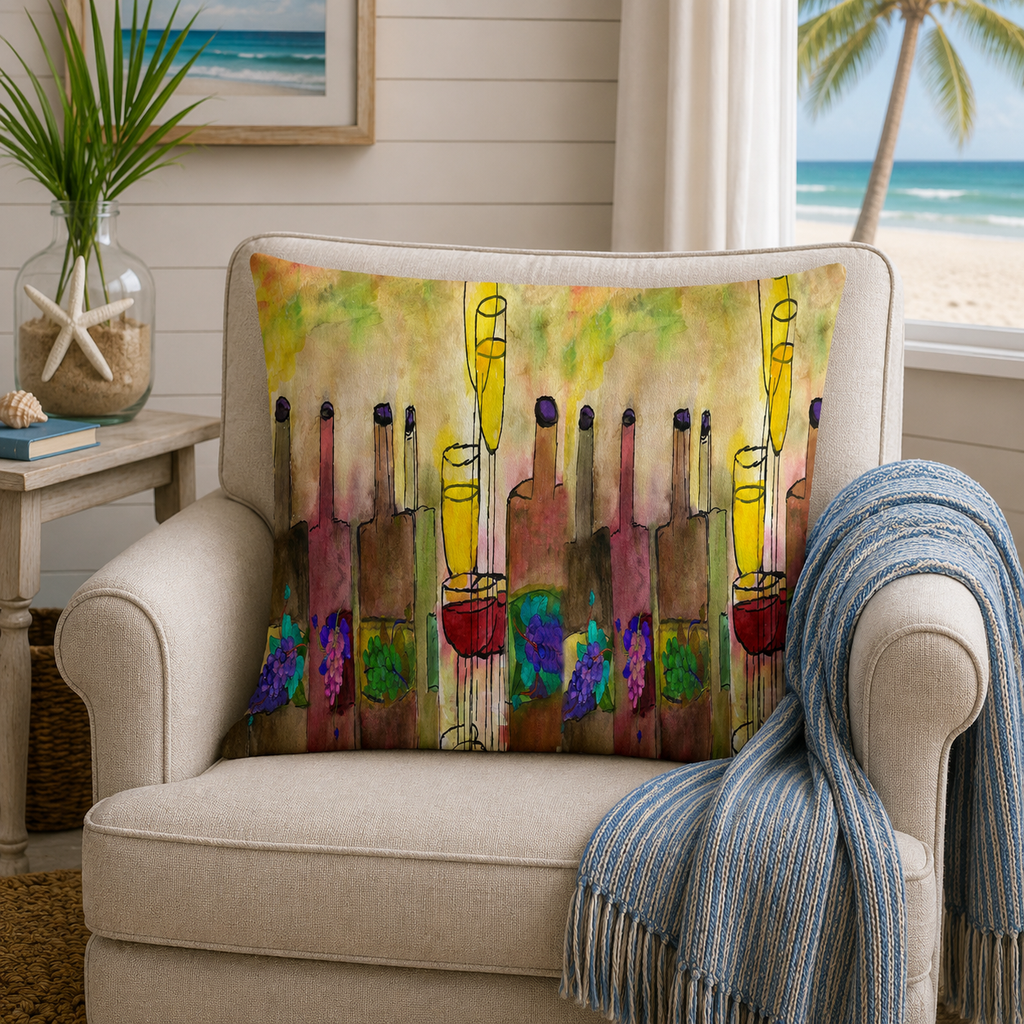 Tuscany Wine Bar Decorative Pillow — Abstract Candlelight Art