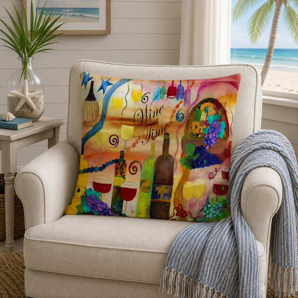 Wine Time Decorative Pillow